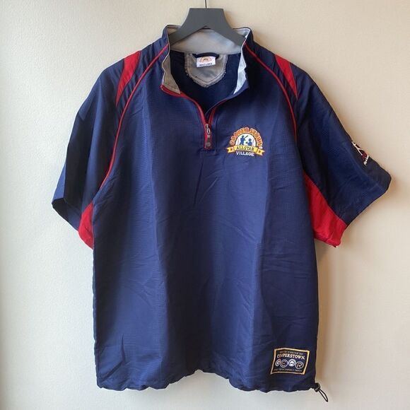 Cooperstown All Star Village pullover large navy short sleeve quarter zip - Picture 2 of 8